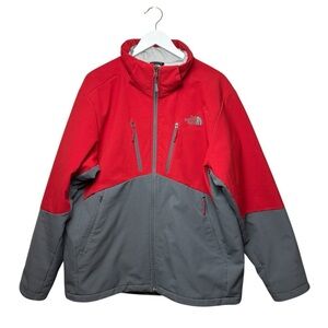 THE NORTH FACE Soft Shell Jacket Men's XL Red Gray NO Hood Primaloft Ski Outdoor